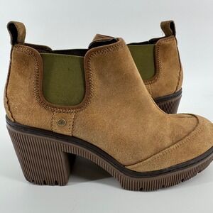 Caterpillar Ankle Boots Womens Brown Suede Lug Sole Platform Pull On Sz 8 Preppy